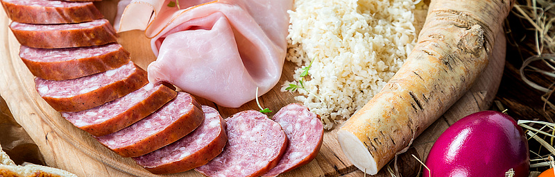 An Easter snack on a wooden board