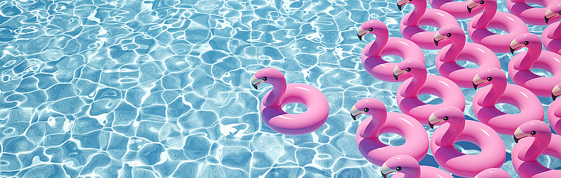 Rosa Flamingos im Pool - 2mmedia/adobe.stock.com
