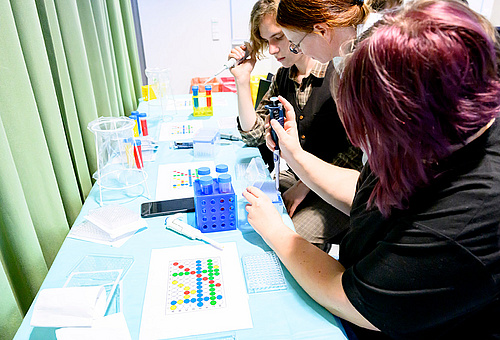 Die Schüler*innen durften sich am Pipettieren versuchen