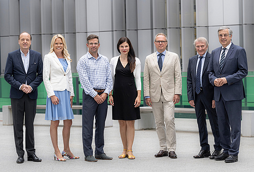 Die Jury mit Rektor Hellmut Samonigg und Senatsvorsitzendem Sünkel