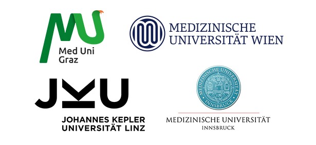 Logos der Med Unis Graz, Innsbruck, Linz und Wien